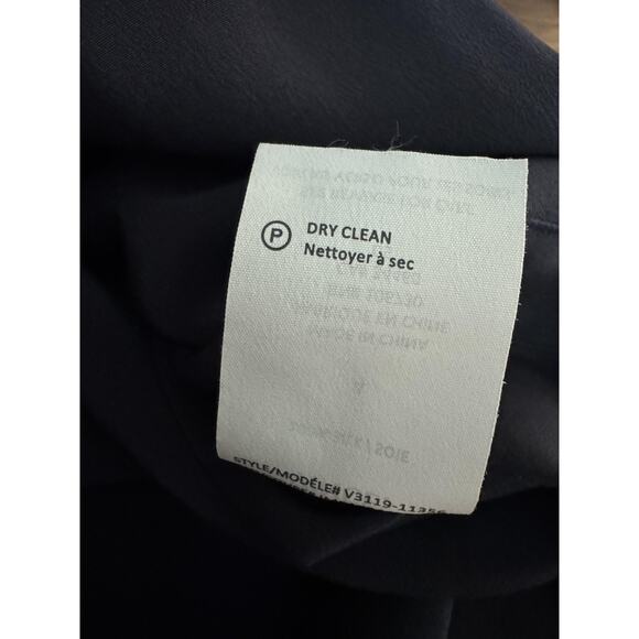 Vince Blouse Womens 4 Navy 100% Silk Long Sleeve Button Front Tunic Top - Picture 6 of 12